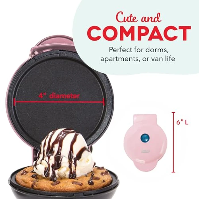 Dash Mini Maker Griddle - Compact Griddle for Creative Homemade Treats - PTFE nonstick surface, Quick Heat-Up System & Space-Saving Design - Pink by DASH - Image 2