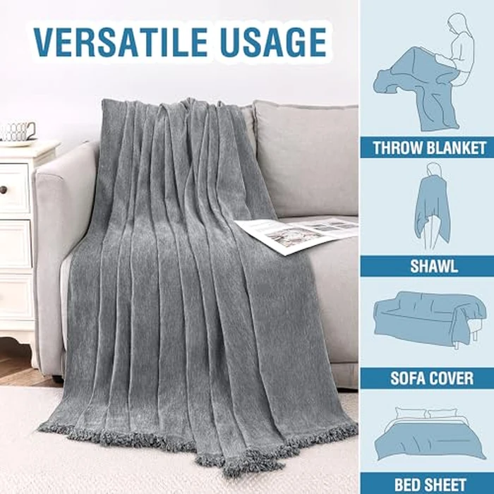 H.VERSAILTEX Chenille Couch Cover Soft Sofa Slipcover for Living Room Non Slip Furniture Protector for Pets Sofa Cover for Sectional Couch Cover, 71"x 134", Grey by H.VERSAILTEX - Image 4