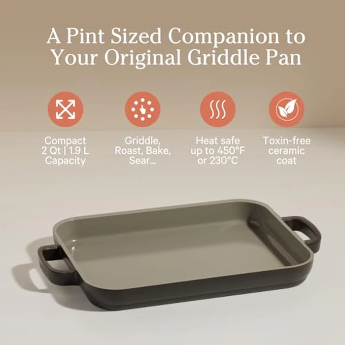 Our Place Mini Griddle Pan - 1.9L Nonstick Ceramic Sheet Pan & Stovetop Griddle with Handles | Toxin-Free Cast Aluminum | Oven Safe up to 232 degreesC | Compatible with All Cooktops | Char by Our Place - Image 2