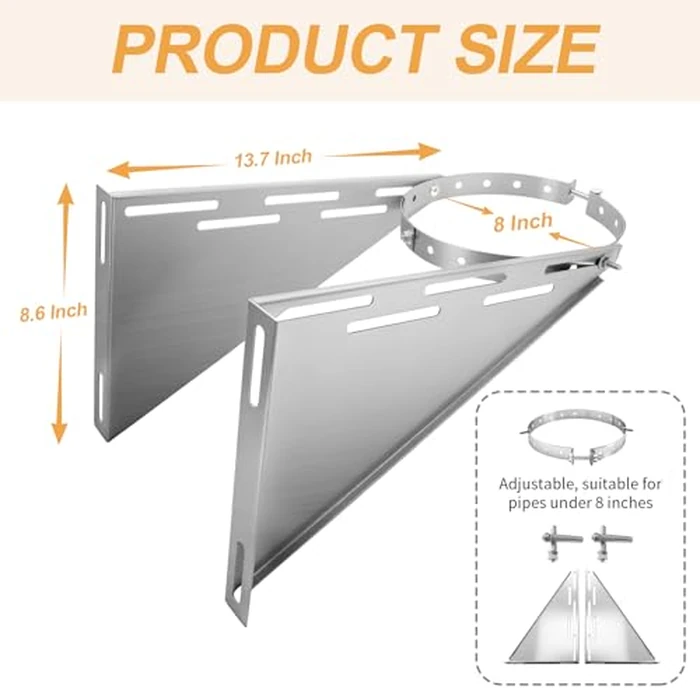 Adjustable 8" Chimney Pipe Wall Support Bracket, Fireplace Pipe Wall Bracket for 6" (8" O.D.) Double Wall Chimney Pipe by XSKLBZA - Image 2