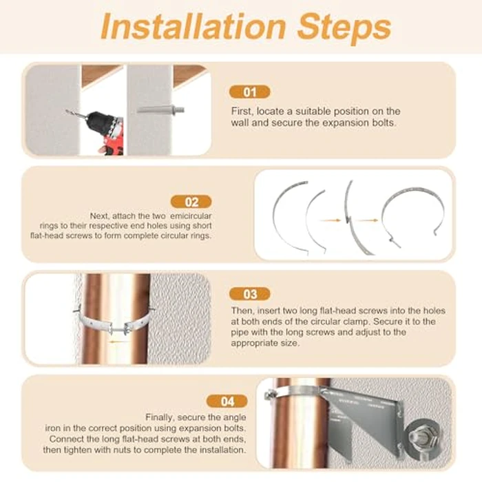 Adjustable 8" Chimney Pipe Wall Support Bracket, Fireplace Pipe Wall Bracket for 6" (8" O.D.) Double Wall Chimney Pipe by XSKLBZA - Image 4