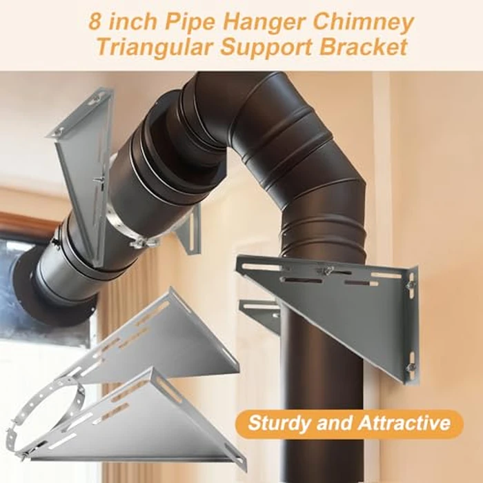 Adjustable 8" Chimney Pipe Wall Support Bracket, Fireplace Pipe Wall Bracket for 6" (8" O.D.) Double Wall Chimney Pipe by XSKLBZA - Image 5