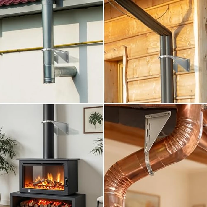 Adjustable 8" Chimney Pipe Wall Support Bracket, Fireplace Pipe Wall Bracket for 6" (8" O.D.) Double Wall Chimney Pipe by XSKLBZA - Image 7