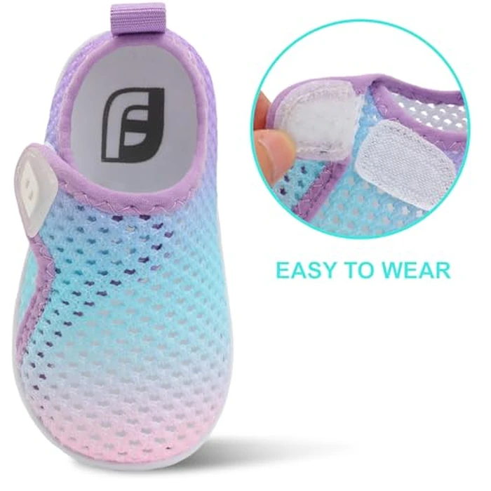 Toddler Boys Girls Cute Aqua Water Shoes Breathable Lightweight Sneakers for Beach Sandals Summer Shoes Water Sports Mesh GrBluePinkPurple 2-2.5 Years Toddler by JOINFREE - Image 3