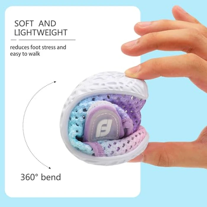 Toddler Boys Girls Cute Aqua Water Shoes Breathable Lightweight Sneakers for Beach Sandals Summer Shoes Water Sports Mesh GrBluePinkPurple 2-2.5 Years Toddler by JOINFREE - Image 6