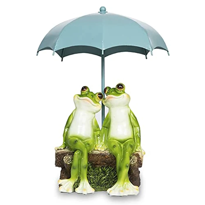 Jy.Cozy Frog Statue Garden - Resin Happy Couple Frogs on Bench Figurines - Summer Decorations for Patio, Yard, Lawn, Porch - Cute Garden Frog Decor - Ornament Gift by Jy.Cozy - Image 1