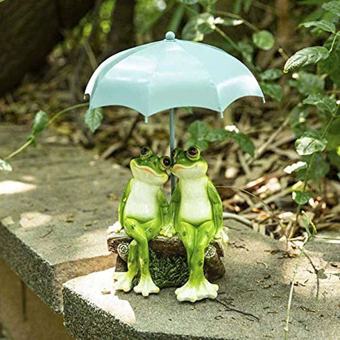 Jy.Cozy Frog Statue Garden - Resin Happy Couple Frogs on Bench Figurines - Summer Decorations for Patio, Yard, Lawn, Porch - Cute Garden Frog Decor - Ornament Gift by Jy.Cozy - Image 4