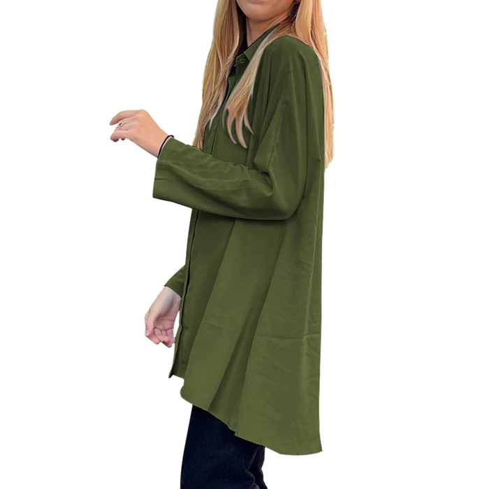 Aoysky Womens Oversized T Shirts Button Down Long Sleeve Shirt V Neck Collar Loose Flowy Blouse by Aoysky - Used - Like New condition