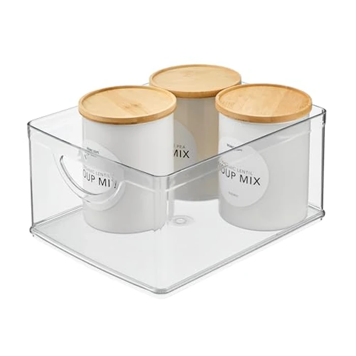 iDesign Plastic Stackable Kitchen Cabinet Storage Bin with Handles - Clear Pantry Organizer by iDesign - Used - Acceptable condition