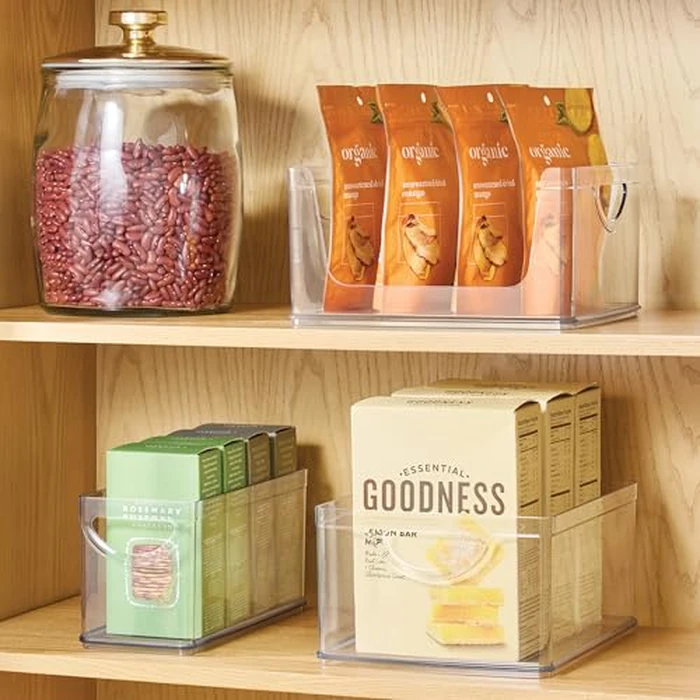 iDesign Plastic Stackable Kitchen Cabinet Storage Bin with Handles - Clear Pantry Organizer by iDesign - Image 3