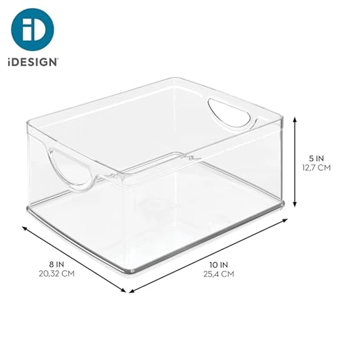 iDesign Plastic Stackable Kitchen Cabinet Storage Bin with Handles - Clear Pantry Organizer by iDesign - Image 4