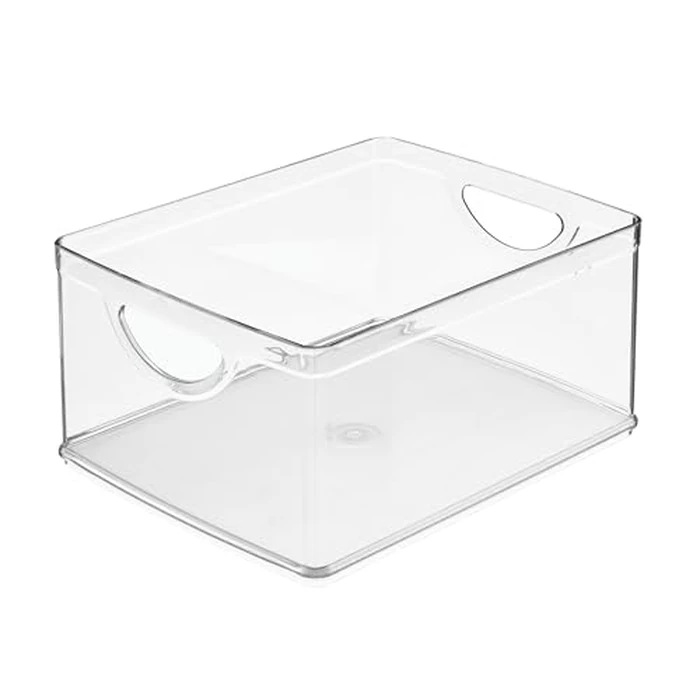 iDesign Plastic Stackable Kitchen Cabinet Storage Bin with Handles - Clear Pantry Organizer by iDesign - Image 9
