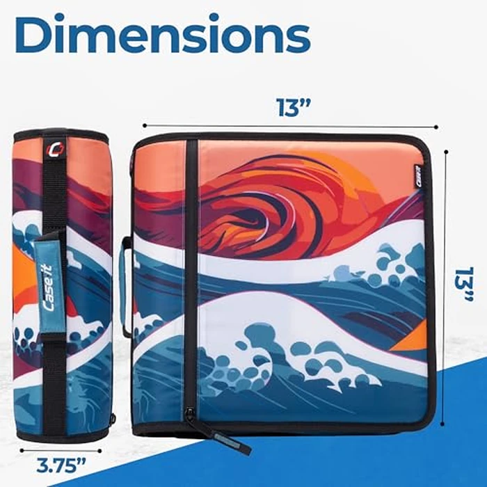 Case-it Might Zip Tab Zipper Binder, 3" O-Ring with 5-Color tabbes, Expanding File Folder and Shoulder Strap and Handle, D-146-Wave by Case it - Image 2