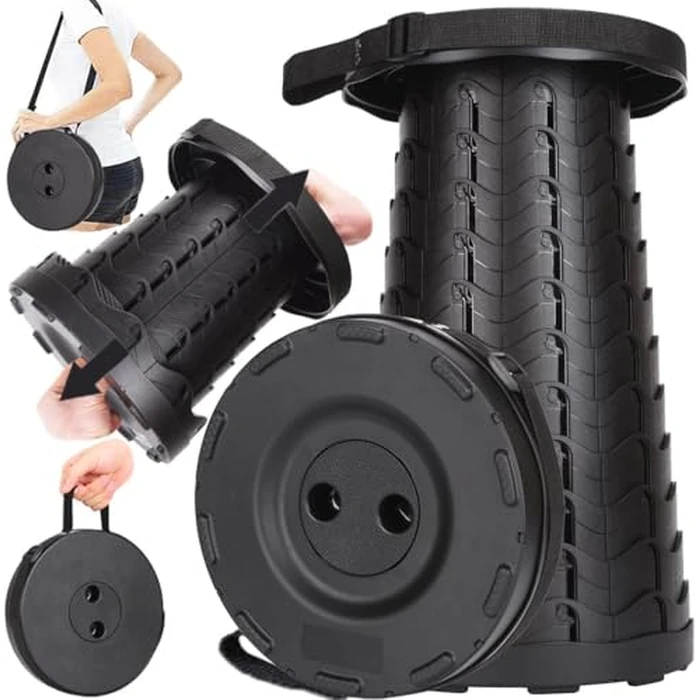 Fishboy Upgraded Collapsible Stool, 400lbs Max Weight, Lightweight But Sturdy, Portable Retractable Folding Telescoping Foldable Camping Stool for Adults Outdoor Fishing Hiking BBQ by Fishboy - Used - Like New condition - US$20.79