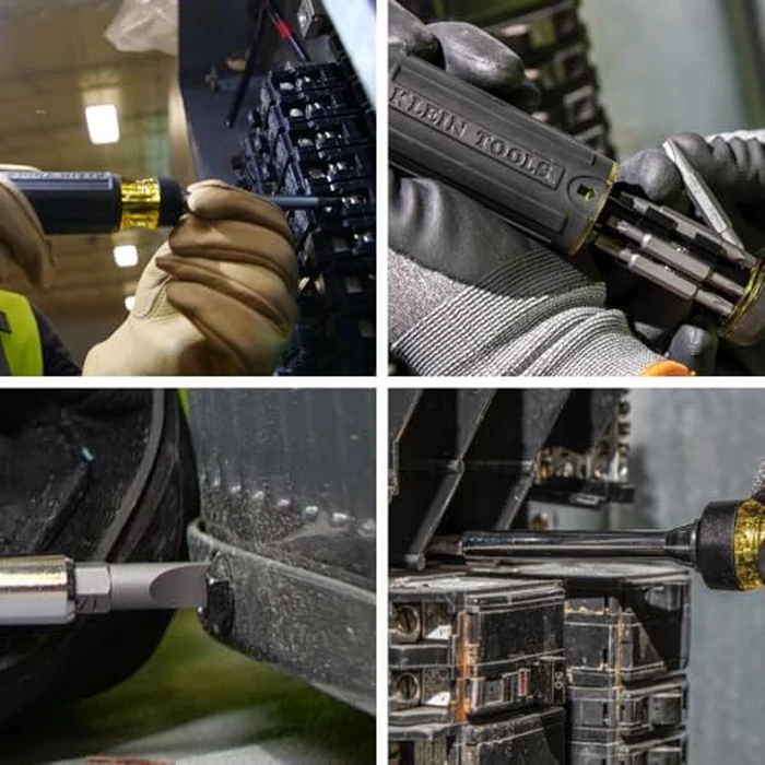 Klein Tools 32305 Multi-bit Ratcheting Screwdriver, 15-in-1 Tool with Phillips, Slotted, Square, Torx and Combo Bits and 1/4-Inch Nut Driver by KLEIN TOOLS - Image 4