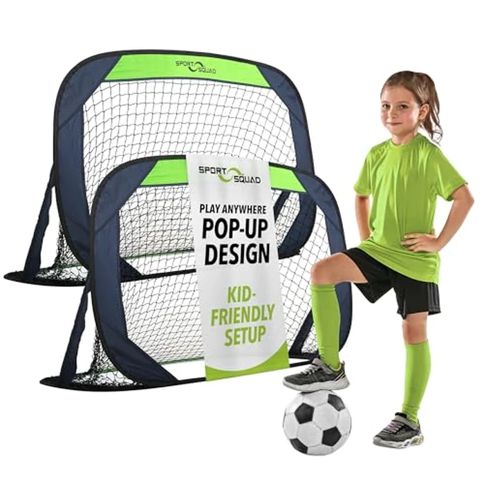 Sport Squad Portable Soccer Goal Net Set - Set of Two 4' Pop Up Training Soccer Goals with Compact Carrying Case-Easy Assembly and Compact Storage -Great for Kids and Adults, Small (SSS1001),Black by Sport Squad - Used - Very Good condition