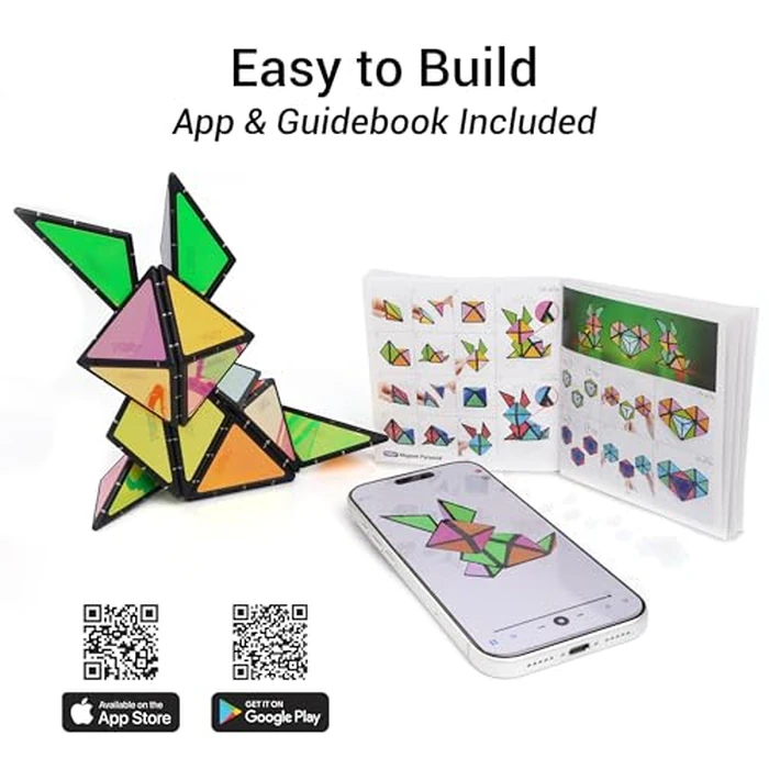 TOSY Magnet Pyramid Stone - 1 Cube Transforms into 1 Billion Shapes (Bunny, Egg Basket, Flowers, Heart), Easter Birthday Gift, 12 pcs, 243 Magnets, Holographic Design, Puzzle/STEM Toy by TOSY - Image 7