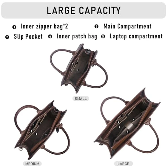 Chinllo Tote Bag for Women Top Handle Satchel Purse and Handbags with Shoulder Strap (D.Coffee-S) by Chinllo - Image 4