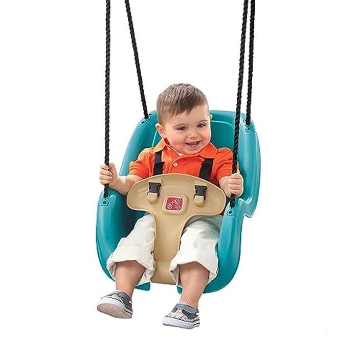 Step2 Infant to Toddler Swing, Baby Outdoor Swing, Backyard Bucket Style Swing Seat, Secure Harness, Outside Weather-Resistant Rope, Attach to Playset, For Toddlers 9 Months -3 Years Old by Step2 - Used - Like New condition - US$39.12