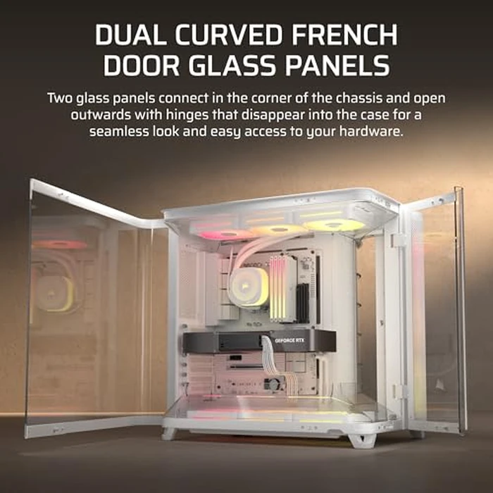 CORSAIR AIR 5400 LX-R RGB iCUE Link Triple-Chamber Mid-Tower Panoramic PC Case - 3X Pre-Installed Reverse-Rotor LX-R RGB Fans, Low-Noise, High Airflow Ducts, Reverse Motherboard Support - White by Corsair - Image 6