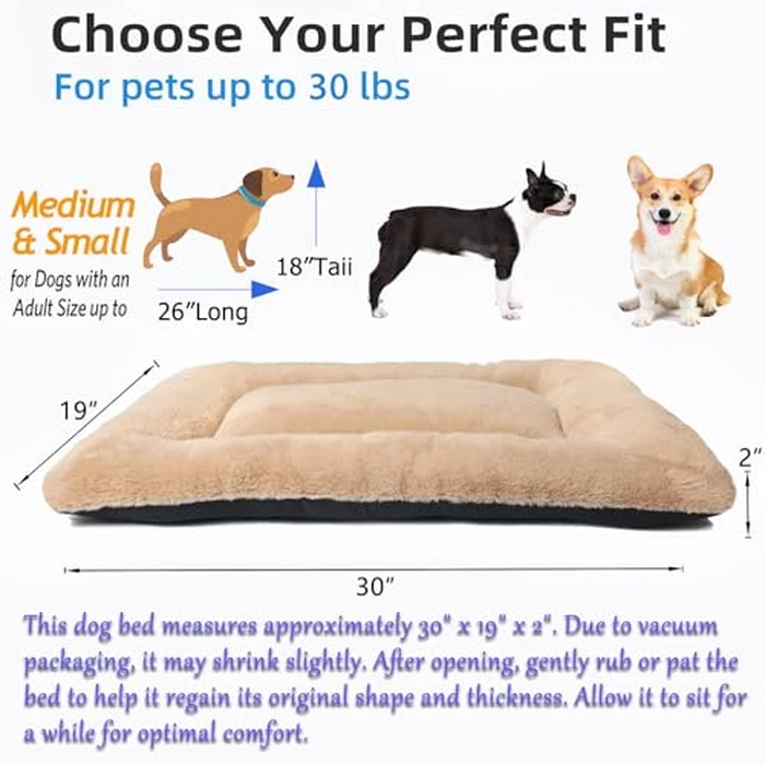 Dog Beds Crate Pad for Medium Dogs Fit Metal Crates or Cages,Ultra Soft Dog Kennel Mat for Crates Washable with Anti-Slip Bottom Kennel Pad for Dogs Cozy Sleeping Mattress,30" x 19",Light Brown by zihapgpzp - Image 4