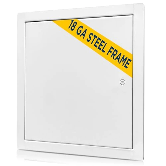 BOZZON Access Panel for Drywall 12 x 12 inch - Metal Door with Screwdriver Latch, 18 GA Steel Frame, Wall Hole Cover, Plumbing Access Door, White by BOZZON - Used - Like New condition