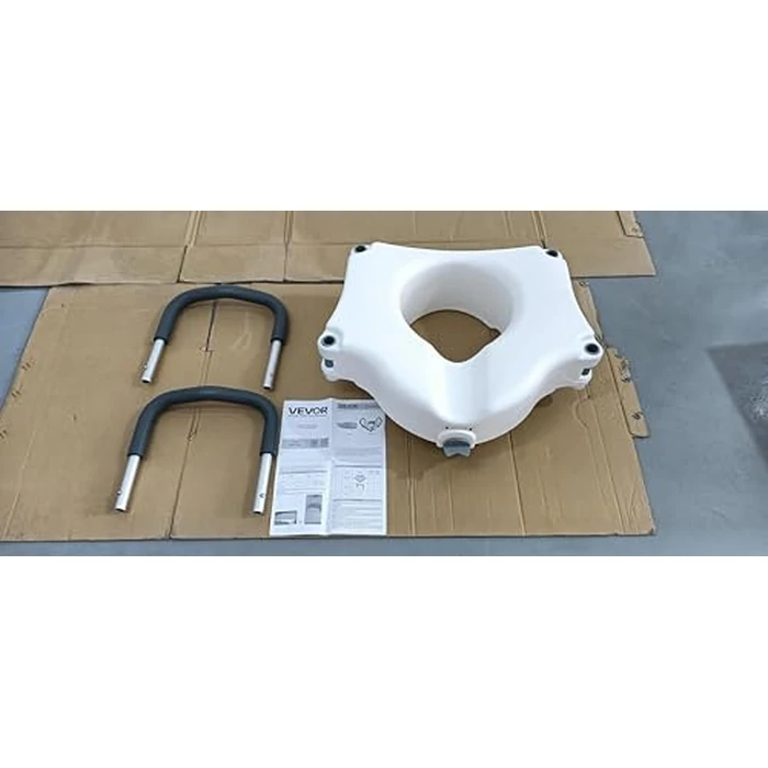 VEVOR Raised Toilet Seat with Arms, 300 lbs Load Capacity, 5-Inch Lift Height, Widened Commode Elevated Toilet Seat Riser with Padded Handles for Seniors, Elderly, Handicap, Disabled, and Adults Use by VEVOR - Image 4