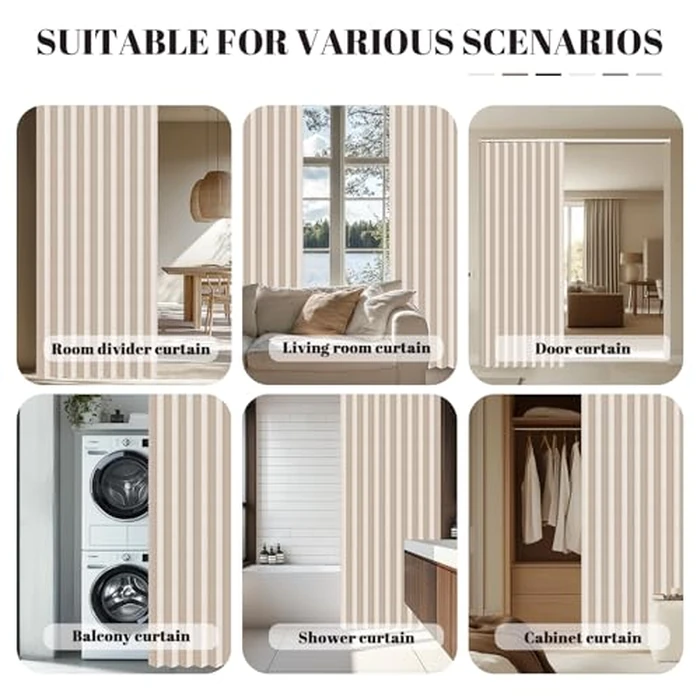 AJAZZ Blackout Door Curtain Magnetic Doorway Curtain Sets Included Rod (1 Pack, 54W x 78 L,Biscotti Beige) Accordion Door Interior Applicable Bedroom Room Living Room by AJAZZ - Image 6