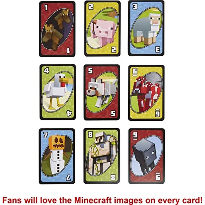 Mattel Games UNO Card Game, Toys for Kids and Family Night, Themed to Minecraft Video Game, Travel Games, Storage Tin Box by Mattel Games - Image 2