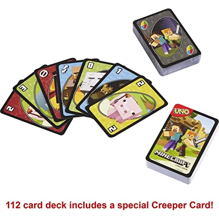 Mattel Games UNO Card Game, Toys for Kids and Family Night, Themed to Minecraft Video Game, Travel Games, Storage Tin Box by Mattel Games - Image 4