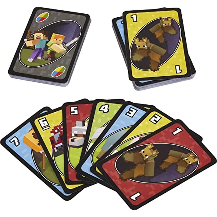 Mattel Games UNO Card Game, Toys for Kids and Family Night, Themed to Minecraft Video Game, Travel Games, Storage Tin Box by Mattel Games - Image 5