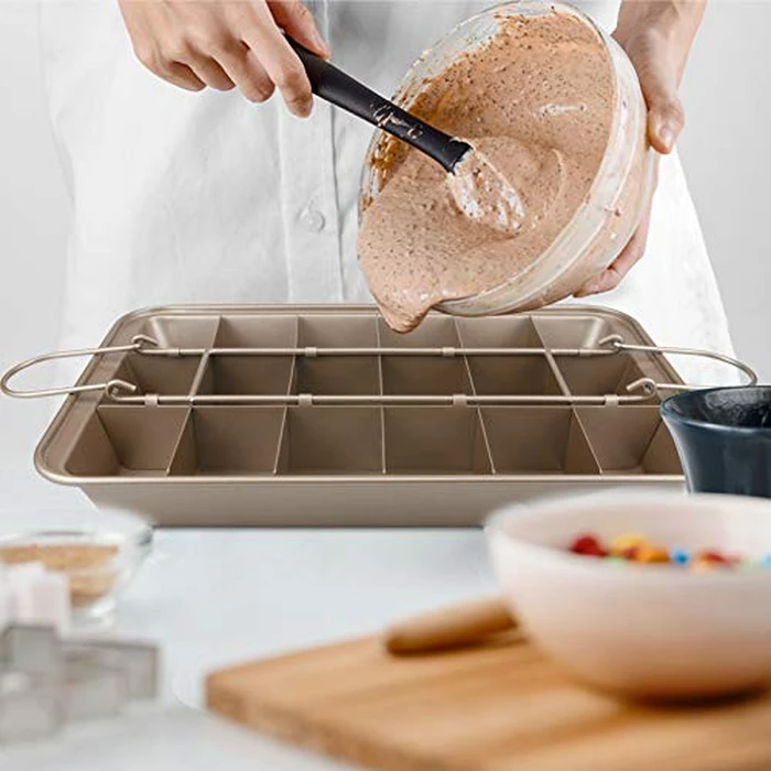 Non-Stick Brownie Baking Pan with Dividers, Brownie Pan,18 Pre-Slice Baking Tray, Muffin and Cupcake Pan for Oven Baking- 12 X 8 X 2 Inches by Ailelan - Image 5