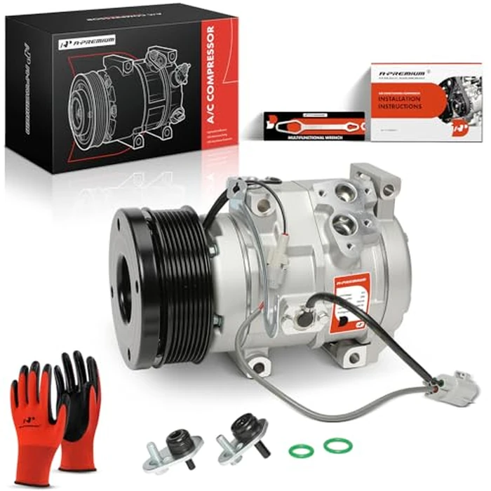 A-Premium AC Compressor with A/C Clutch (8-Grooves） Compatible with Toyota Tundra 4.6L, 5.7L 2007-2021, with 10S20C Style Compressor, Replace# 883200C130, 883200C190 by A-Premium - Image 1
