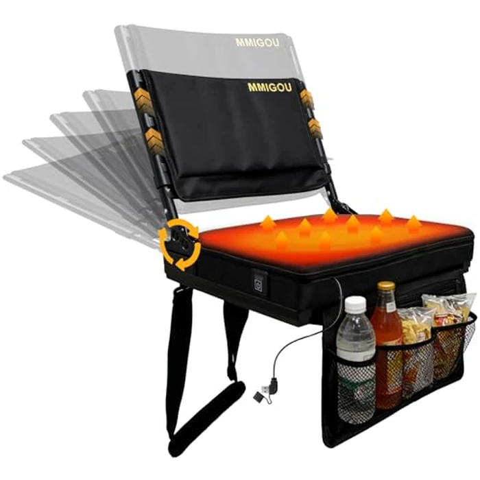 MMIGOU Heated Portable Stadium Chair with Back Support and Cushion, Wide Padded Bleacher Seat - Foldable Comfort for Sporting Events, Concerts, and Outdoor Games by MMIGOU - Image 1
