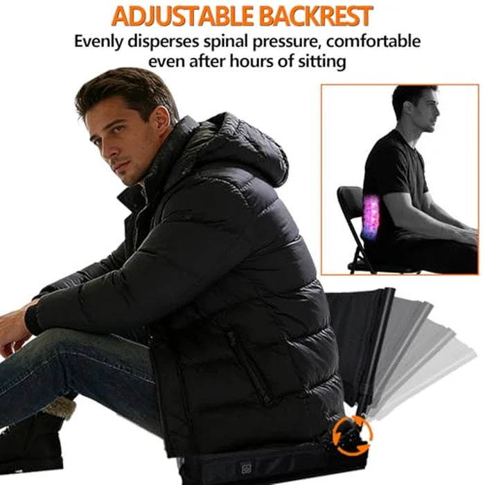 MMIGOU Heated Portable Stadium Chair with Back Support and Cushion, Wide Padded Bleacher Seat - Foldable Comfort for Sporting Events, Concerts, and Outdoor Games by MMIGOU - Image 5