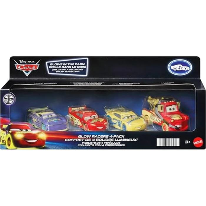 Mattel Disney Pixar Cars Glow Racers Vehicles 4-Pack, Set of 4 Glow-in-the-Dark Die-cast Toy Cars in 1:55 Scale Including Lightning McQueen by Mattel - Used - Good condition - CA$61.43