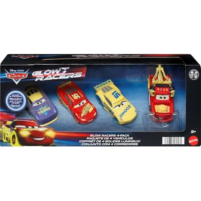 Mattel Disney Pixar Cars Glow Racers Vehicles 4-Pack, Set of 4 Glow-in-the-Dark Die-cast Toy Cars in 1:55 Scale Including Lightning McQueen by Mattel - Image 6