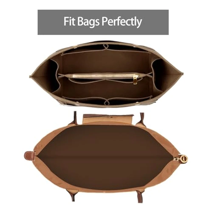 ZTUJO Purse Organizer Insert for le pliage, Compatible with Longchamp Le Pliage Top Handle S/M,Shoulder Bag S/L (Lighting Coffee, Large For Top Handle M and Shoulder Bag L) by ZTUJO - Image 2