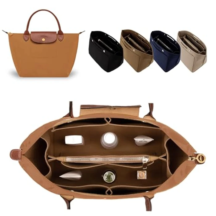 ZTUJO Purse Organizer Insert for le pliage, Compatible with Longchamp Le Pliage Top Handle S/M,Shoulder Bag S/L (Lighting Coffee, Large For Top Handle M and Shoulder Bag L) by ZTUJO - Image 7