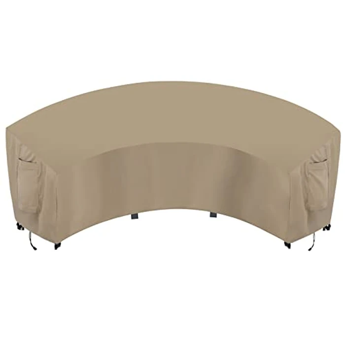 OutdoorLines Waterproof Curved Outdoor Sectional Cover - UV Resistant Windproof Patio Sectional Sofa Covers for Deck, Lawn and Backyard, Heavy Duty Furniture Covers (150Lx36Dx38Hx112FL, Camel) by OutdoorLines - Image 1
