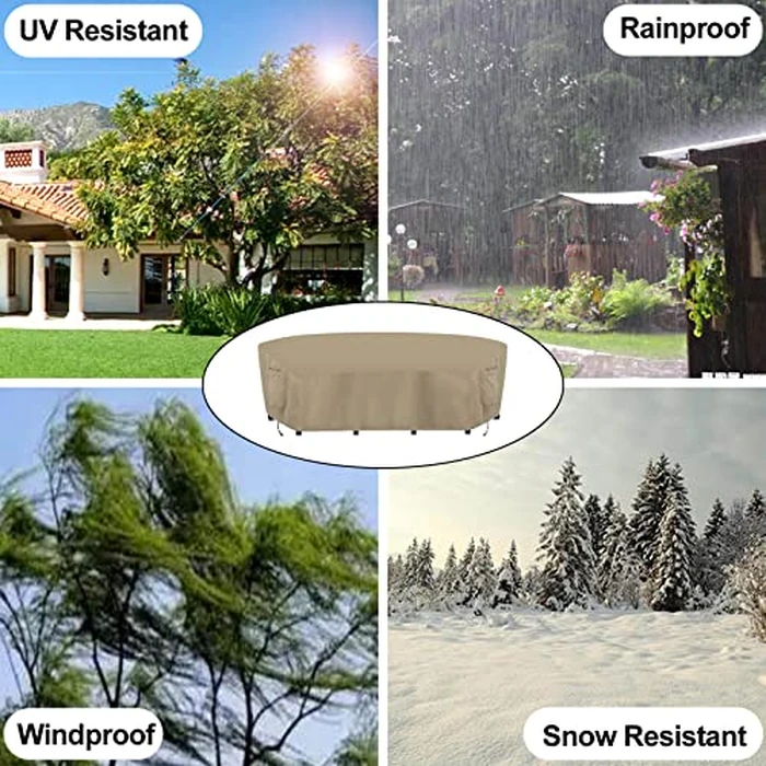 OutdoorLines Waterproof Curved Outdoor Sectional Cover - UV Resistant Windproof Patio Sectional Sofa Covers for Deck, Lawn and Backyard, Heavy Duty Furniture Covers (150Lx36Dx38Hx112FL, Camel) by OutdoorLines - Image 7