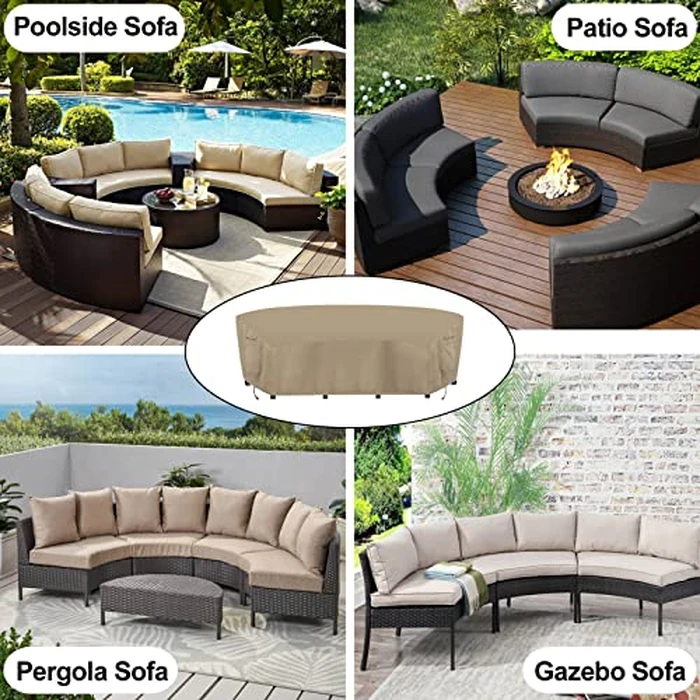 OutdoorLines Waterproof Curved Outdoor Sectional Cover - UV Resistant Windproof Patio Sectional Sofa Covers for Deck, Lawn and Backyard, Heavy Duty Furniture Covers (150Lx36Dx38Hx112FL, Camel) by OutdoorLines - Image 8