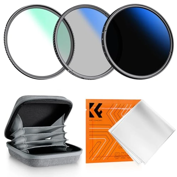 K&F Concept 55mm UV/CPL/ND2-400 Lens Filters Kit (3 PCS)-18 Multi-Layer Coatings, UV + Polarizer + Variable ND Lens Filters Kit (1-9 Stops) + Cleaning Cloth+ Filter Pouch for Camera Lens (K-Series) by K&F CONCEPT - Image 1