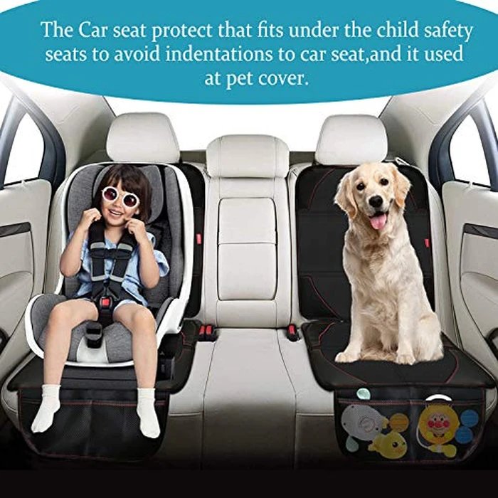 MORROLS Car Seat Protector, 2 Pack Carseat Protector with Thick Padding, Baby/Pets for Child Car Seat-Mesh Pockets-Waterproof-Universal Size(Black) by MORROLS - Image 4
