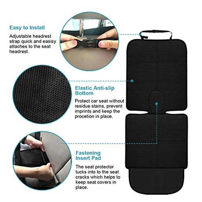 MORROLS Car Seat Protector, 2 Pack Carseat Protector with Thick Padding, Baby/Pets for Child Car Seat-Mesh Pockets-Waterproof-Universal Size(Black) by MORROLS - Image 6