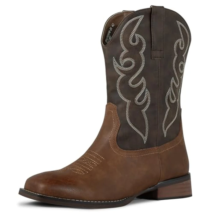 J's.o.l.e Men's Cowboy Western Boots Comfortable Wide Calf Square Toe Boots by J's.o.l.e - Used - Like New condition