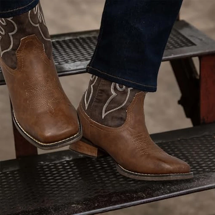 J's.o.l.e Men's Cowboy Western Boots Comfortable Wide Calf Square Toe Boots by J's.o.l.e - Image 2