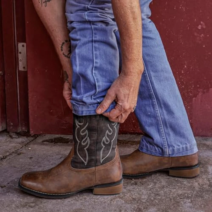 J's.o.l.e Men's Cowboy Western Boots Comfortable Wide Calf Square Toe Boots by J's.o.l.e - Image 3