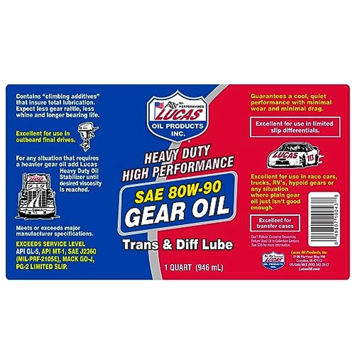Lucas Oil 10043 SAE 80W-90 Heavy Duty Gear Oil - 1 Quart by Lucas Oil - Image 2