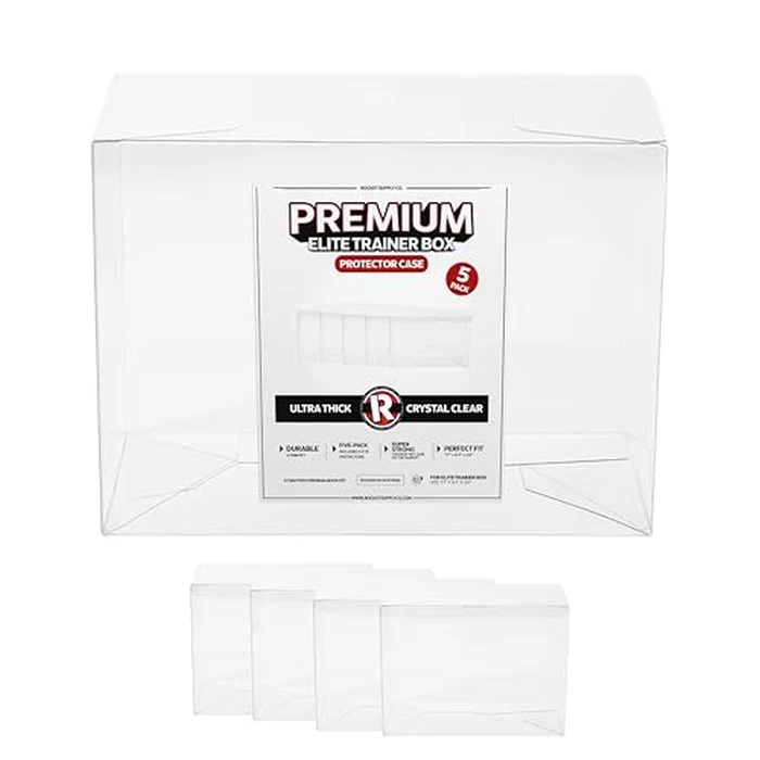(5-Pack) Premium PET ETB Protector Case | 0.7mm Thickest Case - (5-Pack) Compatible with Elite Trainer Box by Rocket Supply Co. - Used - Like New condition - US$17.41